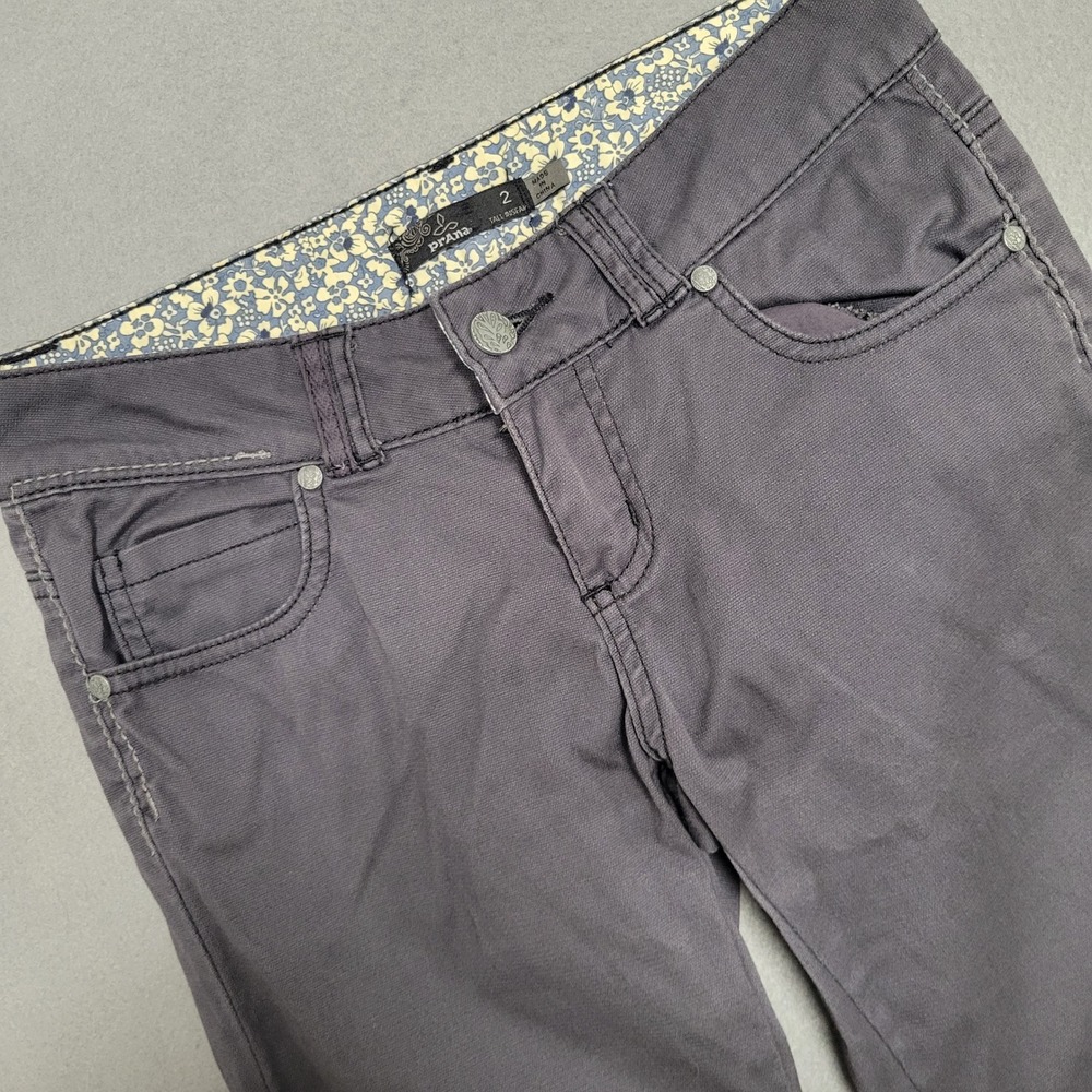 Prana Kara Pant Womens 2 Tall Inseam Charcoal Gray Slim Straight Stretch Hiking